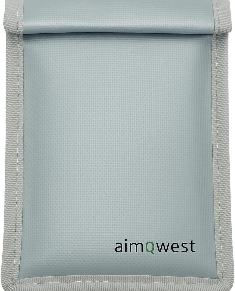 AIMQWEST Faraday Bag for Phones – EMP & RFID Blocking, Fireproof & Waterproof Pouch, Anti-Tracking Signal Shield for Privacy & Security, Military-Grade Protection (8”x5” Silver Gray) - Image 1